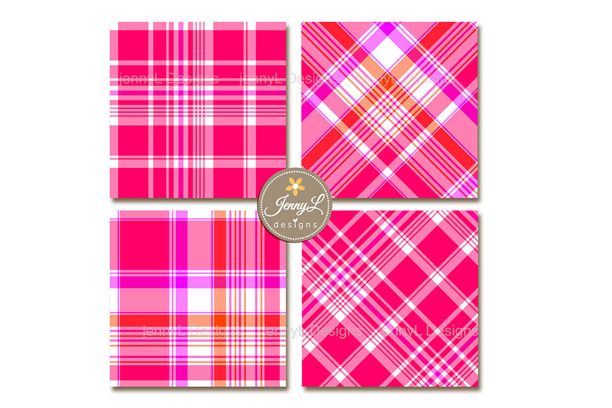 Neon Valentine Plaid Digital Papers, a Pattern Graphic by JennyL Designs (Photo 3 of 8)