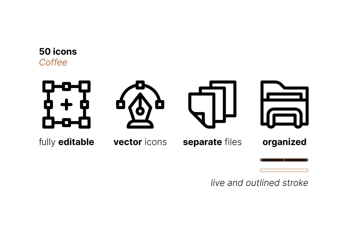 50 Coffee Icons, an Outline Icon by Side Project (Photo 4 of 8)