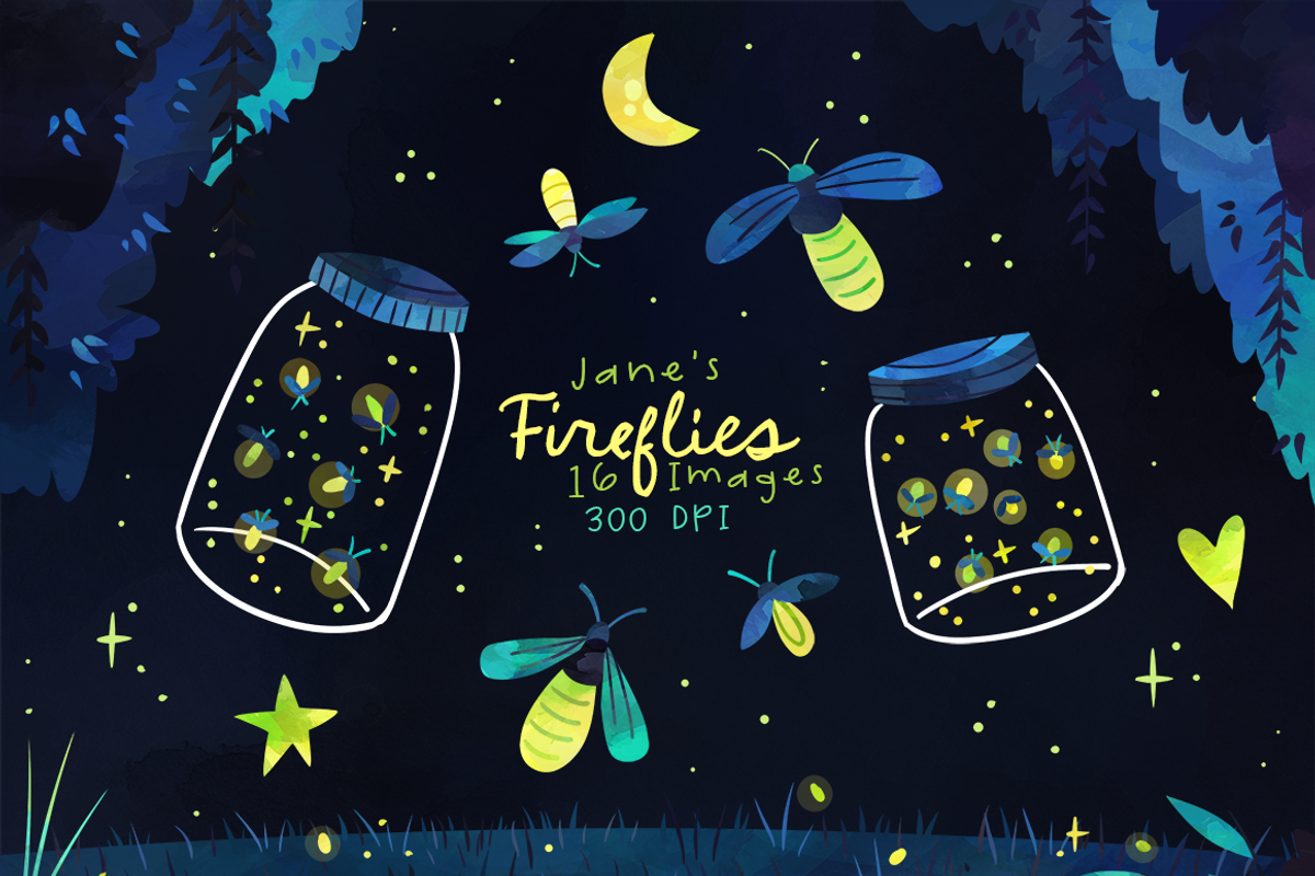 Watercolor Firefly Clipart, an Animal Illustration by DigitalArtsi (Photo 1 of 4)