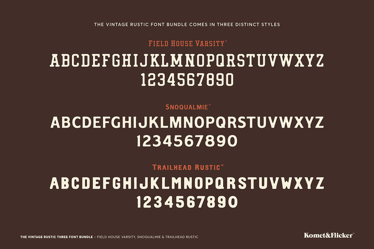 The Vintage Rustic Three Font Bundle, a Serif Font by Komet & Flicker (Photo 2 of 16)