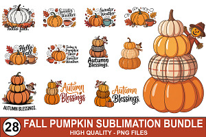 Fall Pumpkin Sublimation Bundle, a Graphic by crative8112