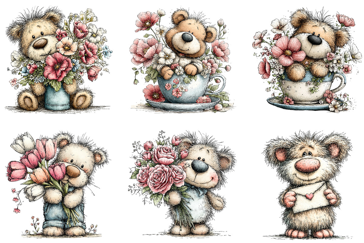 Teddy Bear Mother’s Day Clipart, an Illustration by CraftArtStudio (Photo 6 of 6)