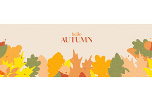 Horizontal hand-drawn autumn banner, a Texture Illustration by Andrey Yaroslavtsev