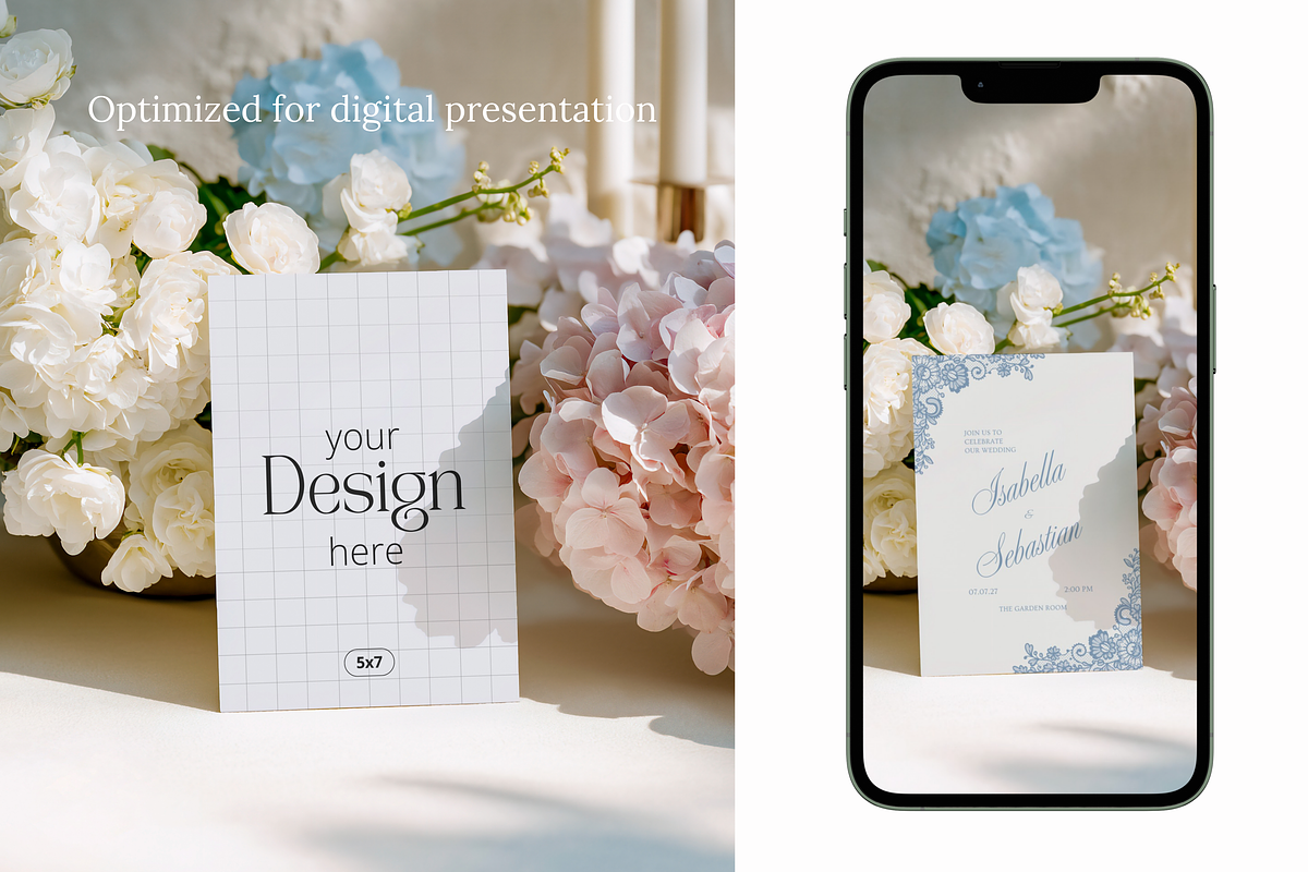 Hydrangea 5x7 Invitation Card Mockup, a Product Mockup by Serenefeeling (Photo 5 of 6)
