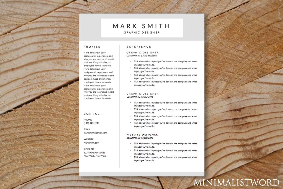 Modern Resume Template MS Word, a Resume Template by MinimalistWord