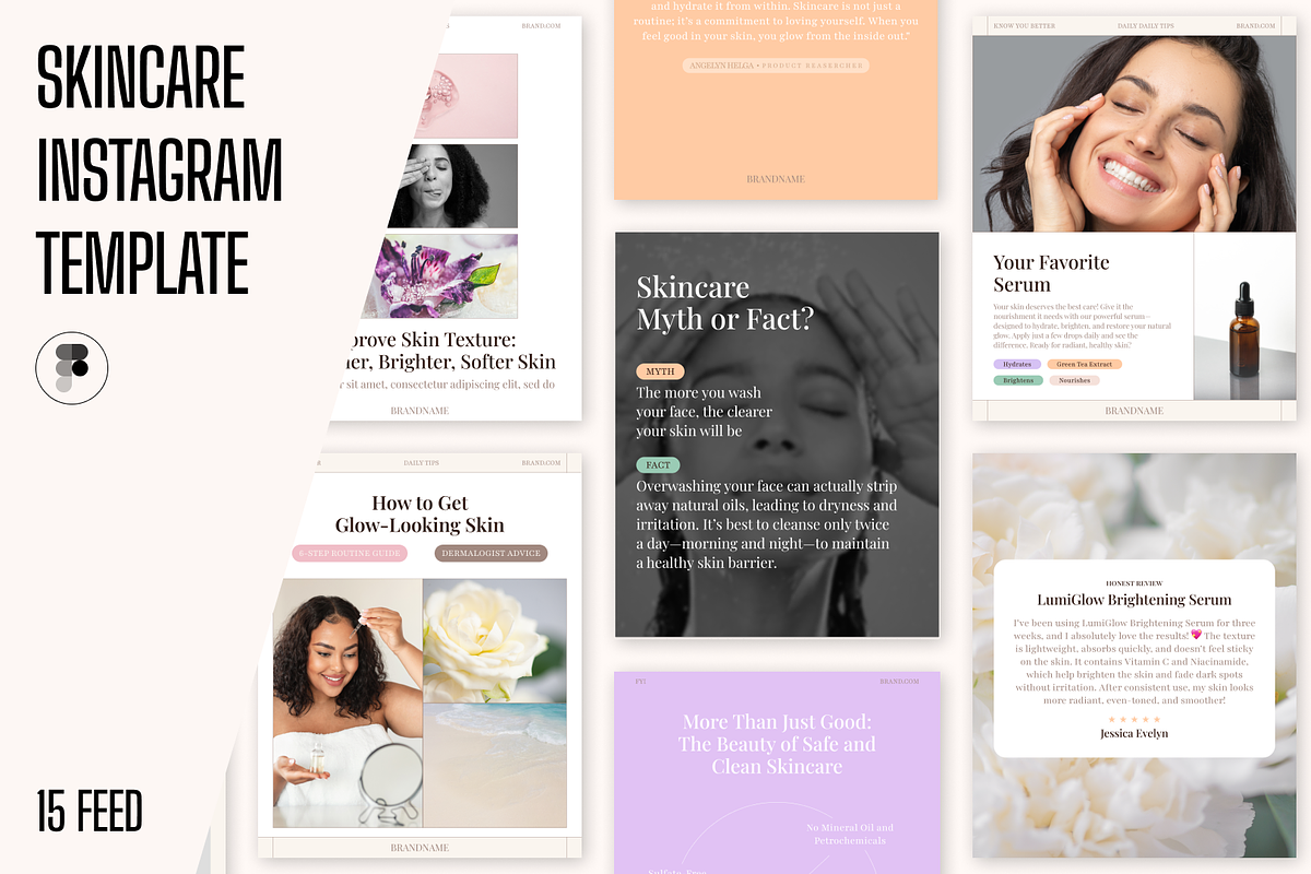 Skincare Instagram Feed Figma KIT, a Social Media Template by Portal Studios (Photo 1 of 3)