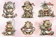 Summer Funny Capybara Clipart Bundle, an Illustration by SVGArt (Thumbnail 5 of 9)