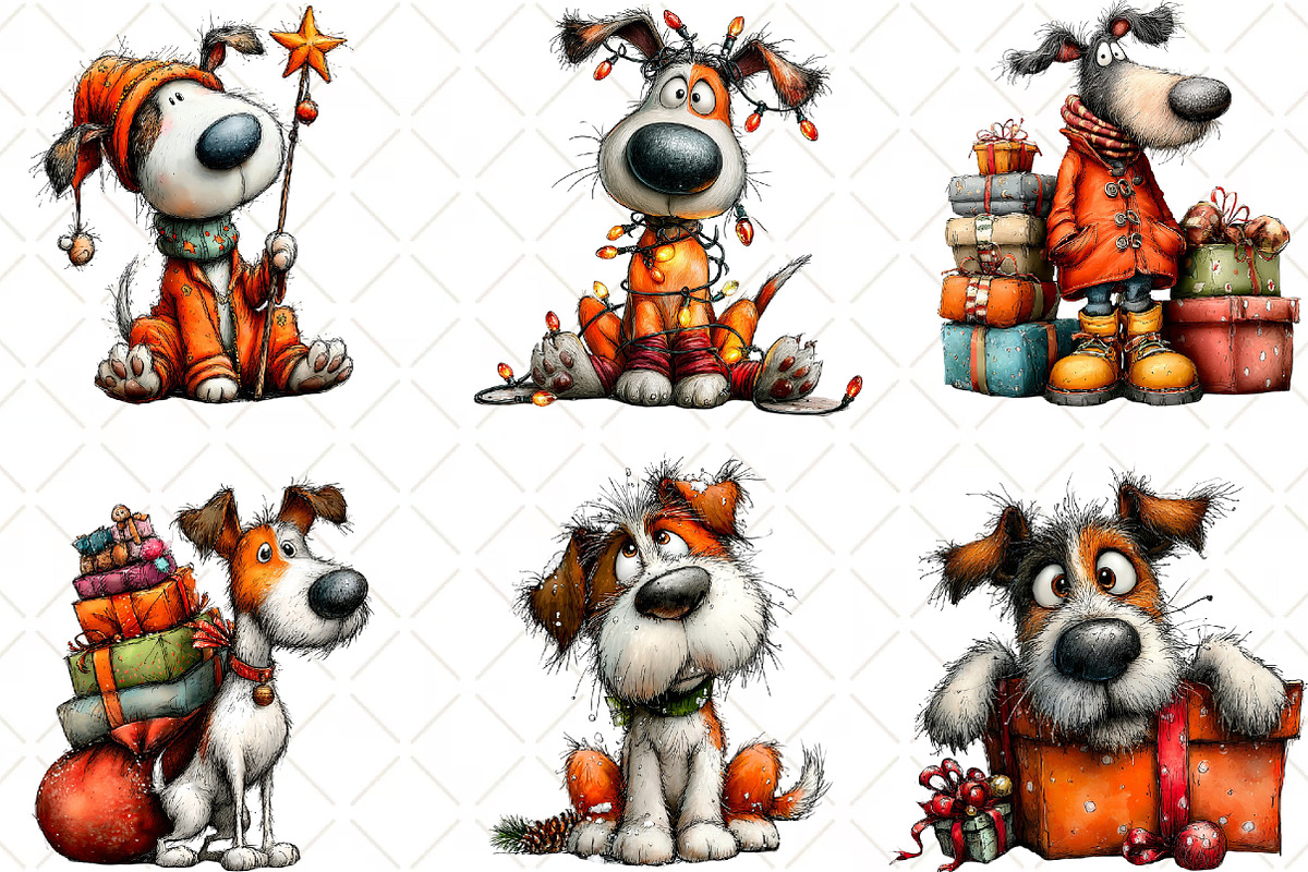 Whimsical Christmas Dog Clipart, an Animal Illustration by Black Bird Studio (Photo 4 of 6)
