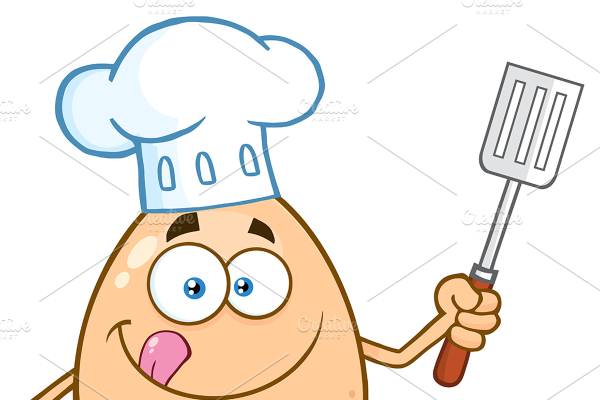 Chef Egg Cartoon Mascot Character, a Food Illustration by HitToon