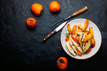 Chicken breast grilled with persimmo, a Food & Drink Photo by MLunov MLunov