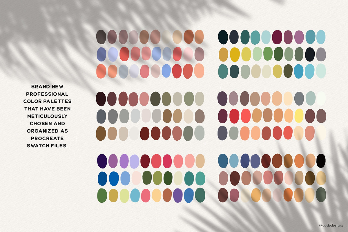 55 Color Palettes for Procreate, a Brush Add-On by PeDe Designs