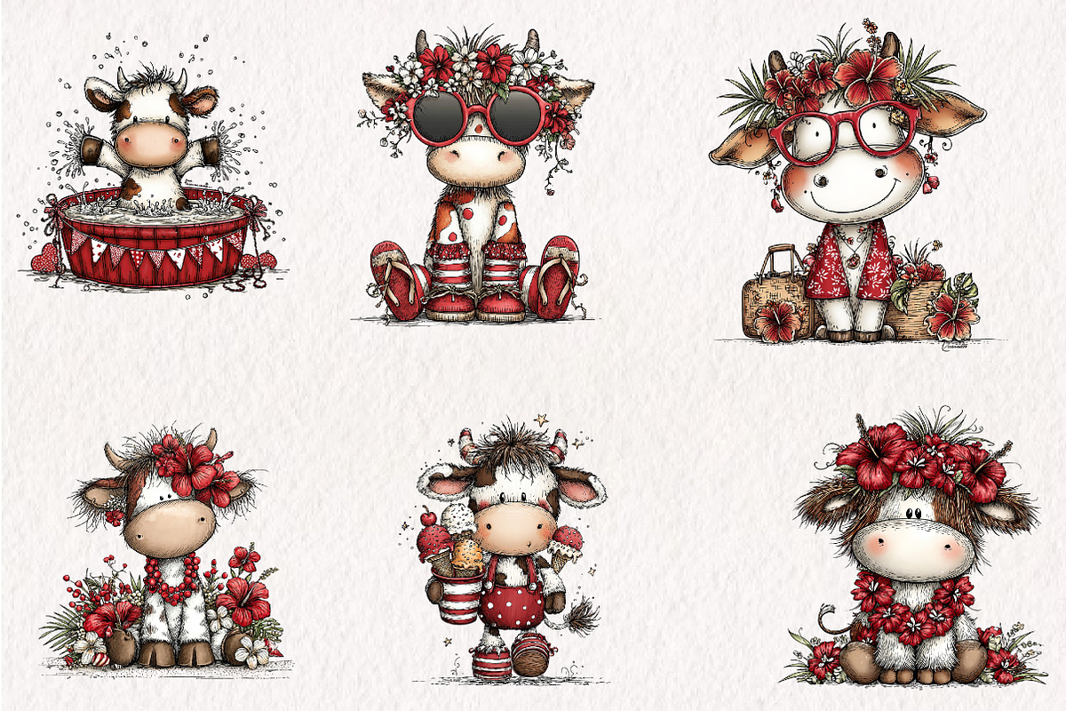 Whimsical Summer Cow Png Clipart, a Seasonal Illustration by CreationArt (Photo 2 of 6)