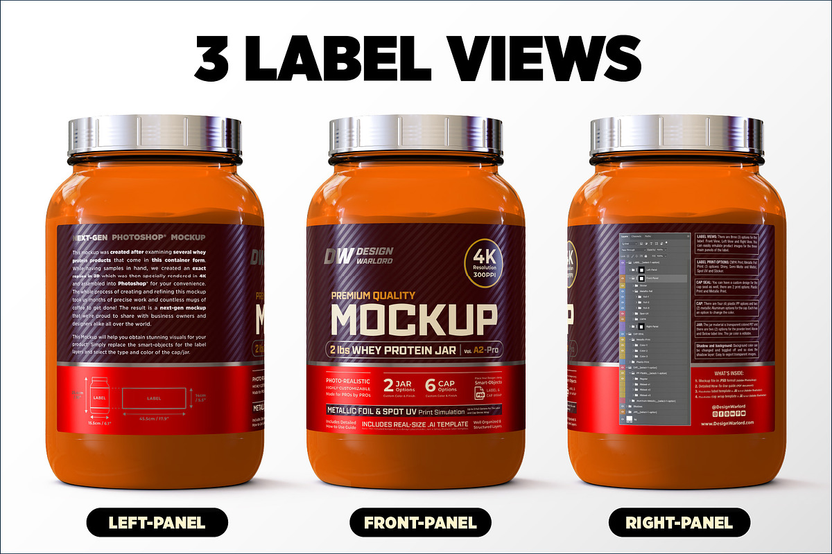 2lb Whey Protein Jar Mockup A2-Pro, a Packaging Mockup by Design Warlord (Photo 6 of 16)