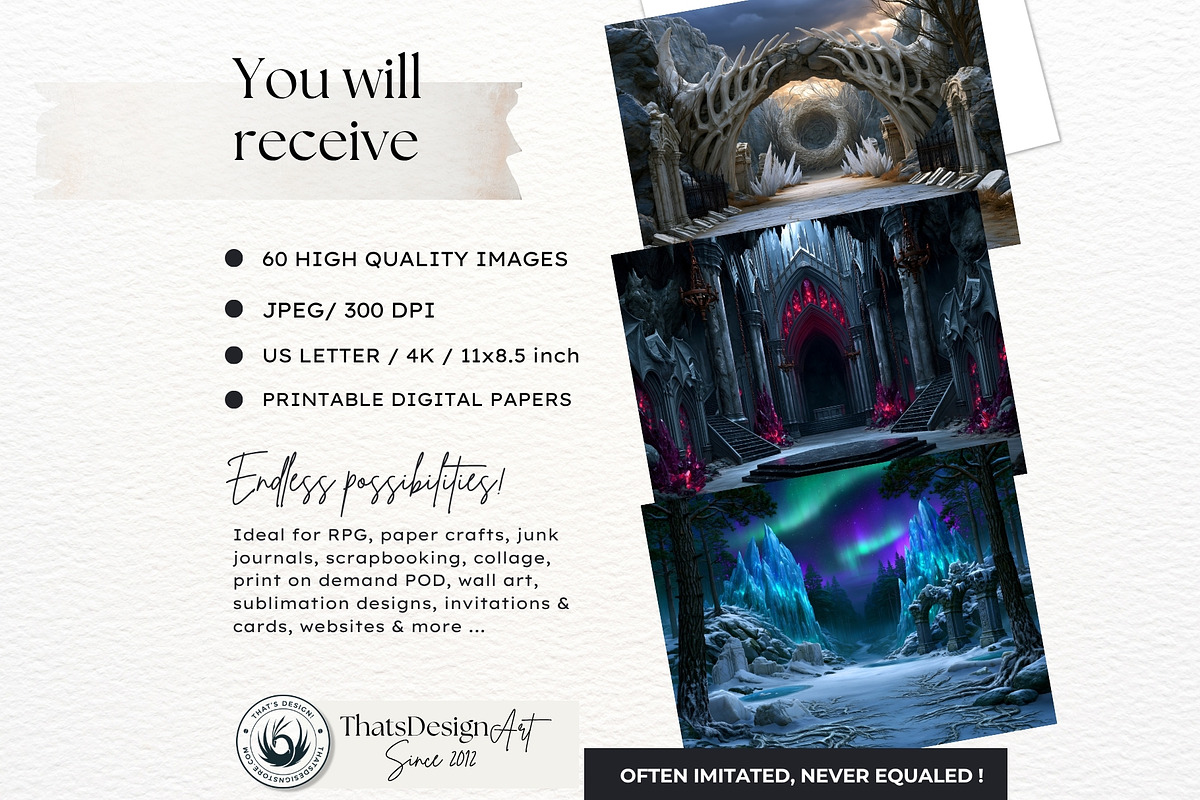 Crystal Beast Realms Backdrops, a Decorative Illustration by ThatsDesignArt (Photo 2 of 15)