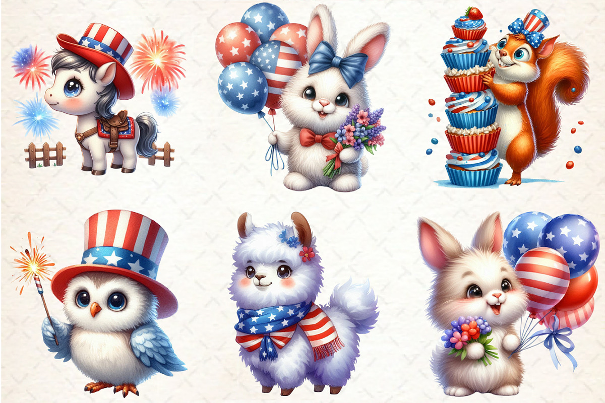 4th of July Animal Clipart, an Illustration by Rose Art (Photo 3 of 4)