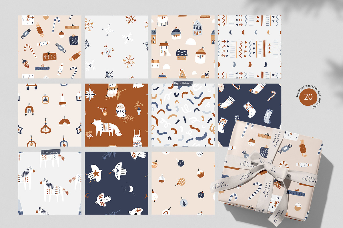 Boho Christmas - vector collection, a Seasonal Illustration by avdnadi (Photo 9 of 11)