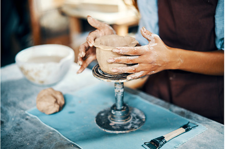Female artist sculpts crafts with, an Arts & Entertainment Photo by Gladkov photography
