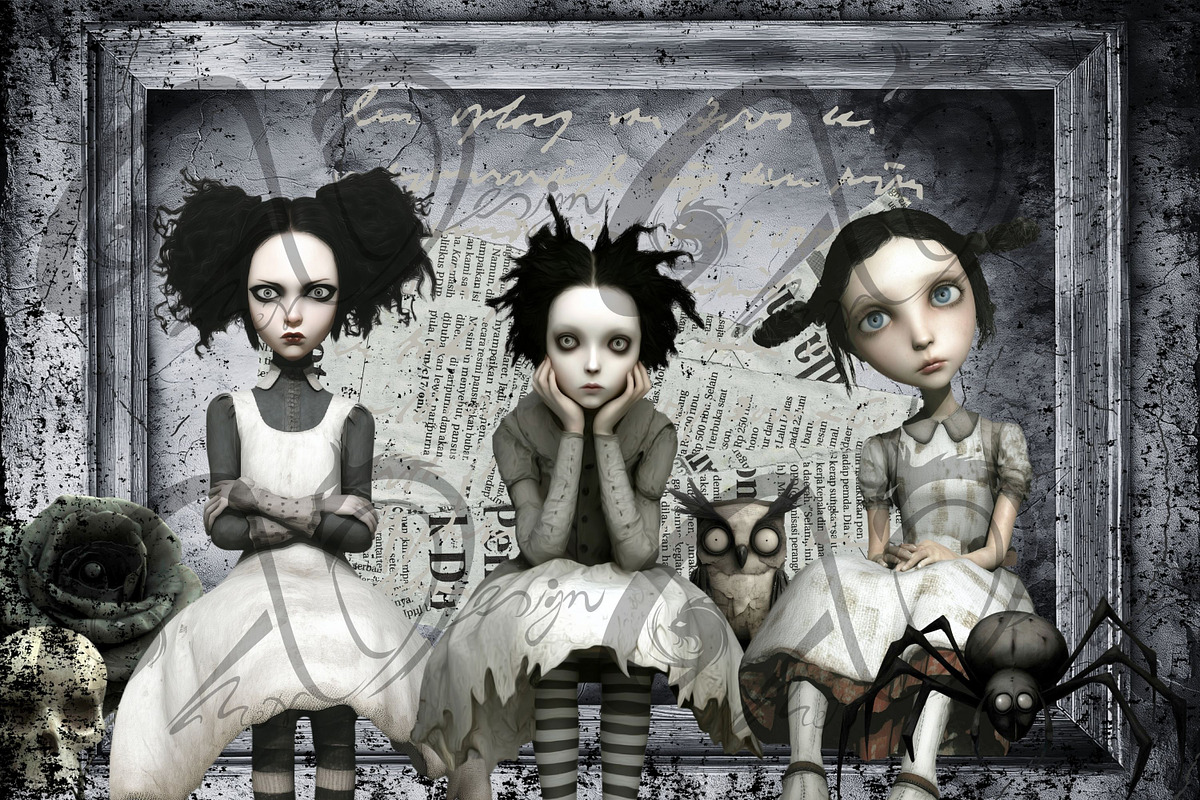 Haunted Dollhouse: Gothic Clipart, a Seasonal Illustration by NiiiNArt (Photo 4 of 7)