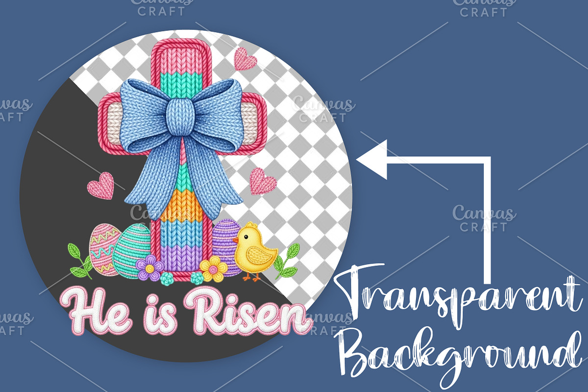 Crochet He Is Risen Easter Day PNG, an Illustration by Canvas Craft (Photo 2 of 6)