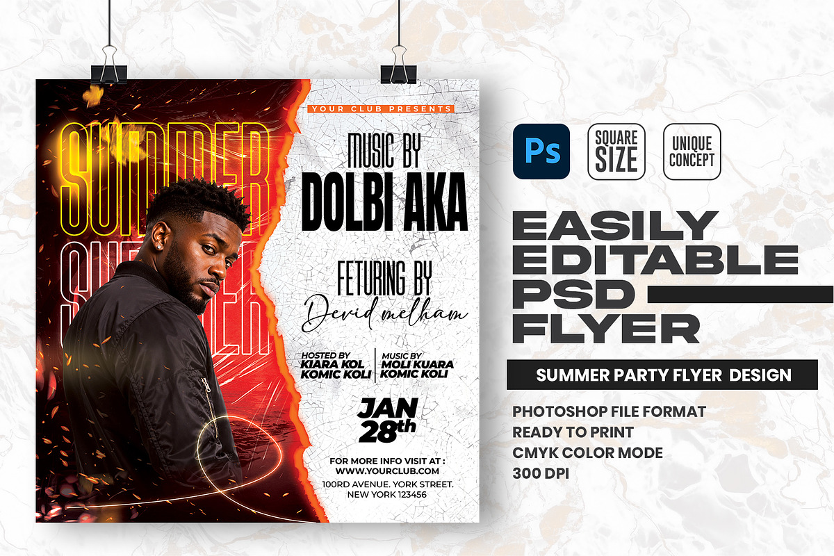 Summer PSD Party Flyer Design, a Flyer Template by Shajib Shikder (Photo 1 of 2)