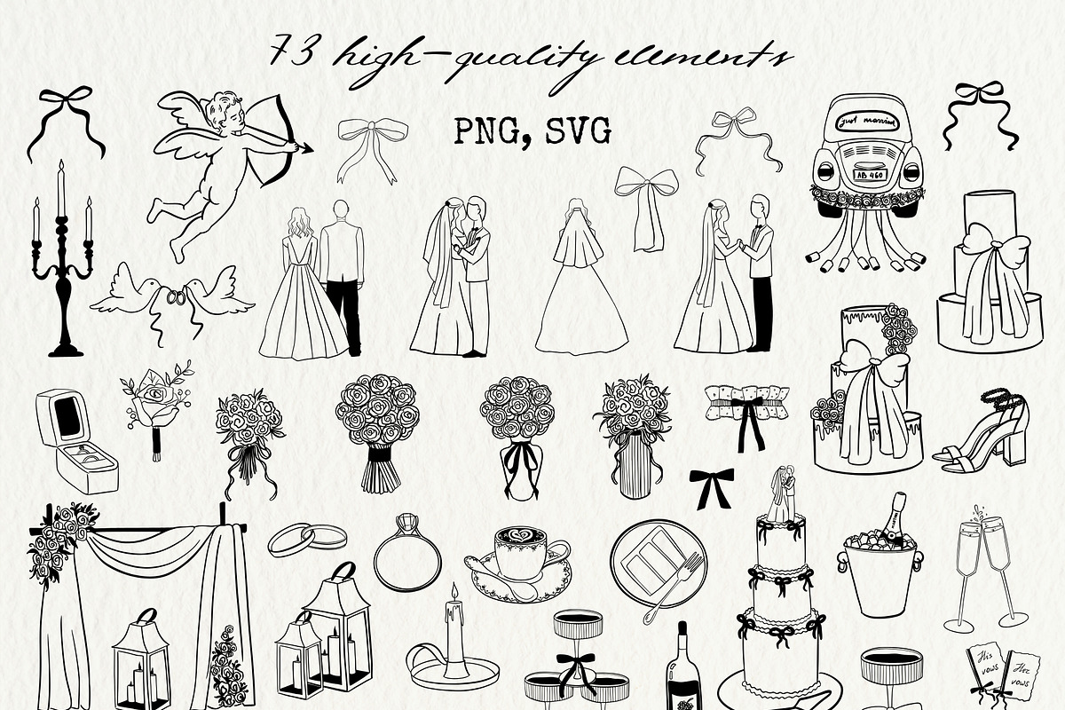 Whimsical Wedding Clipart Bundle, a Decorative Illustration by OZartRoom (Photo 5 of 10)