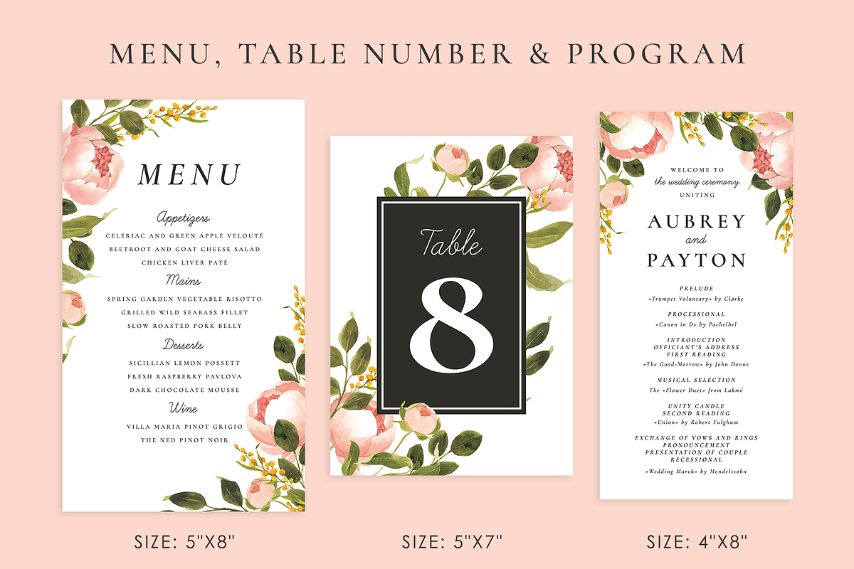 Peonies – wedding set, an Invitation Template by Helen Halik art (Photo 6 of 10)
