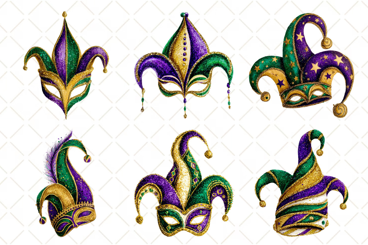 Watercolor Mardi Gras Jester Hat, an Illustration by Black Bird Studio (Photo 6 of 6)