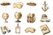 Watercolor Travel Clipart, an Illustration by Designworld (Thumbnail 2 of 6)