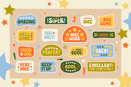 Good Job sticker set, an Education Illustration by LiiaLonn Studio