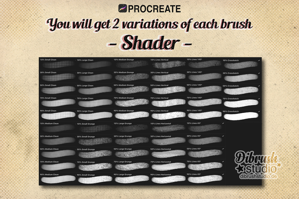 Procreate Vintage Halftones Brushes, a Brush Add-On by DiBrush Studio (Photo 5 of 7)
