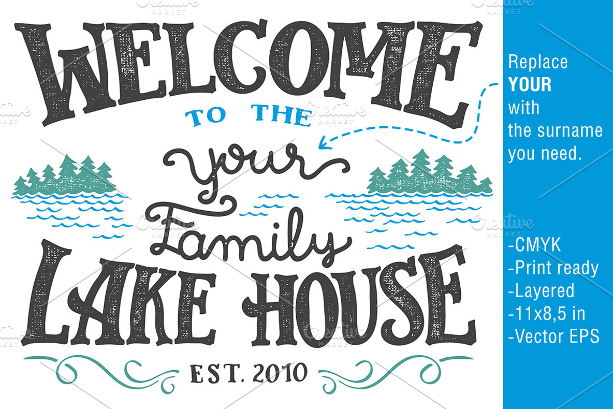 7 Lake Hand Lettering Signs, a Decorative Illustration by Paul Lesser (Photo 2 of 8)
