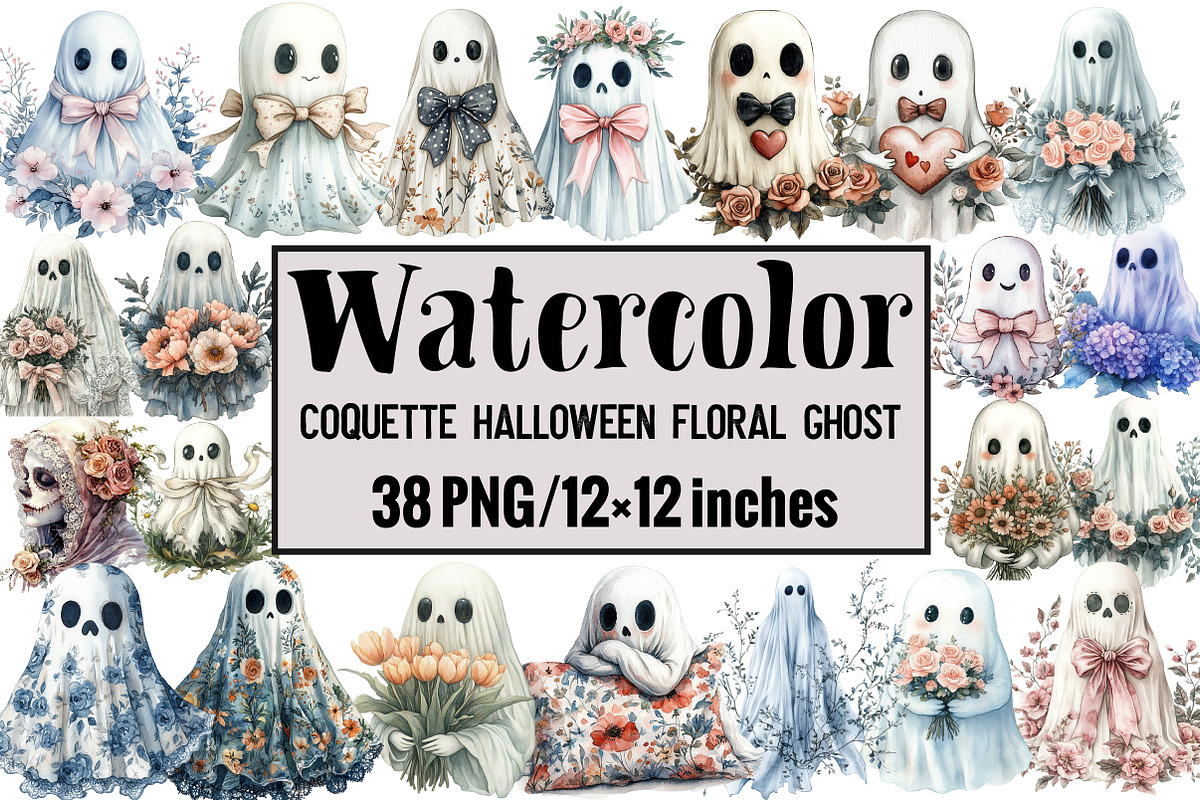 Coquette Halloween Floral Ghost, an Illustration by Design Market (Photo 1 of 4)