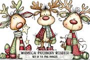 Whimsical Patchwork Reindeer Clipart, an Illustration by DreamPrint404 (Thumbnail 1 of 7)