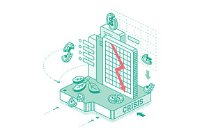 Economic crisis. Isometric outline., an Illustration by Booblgum