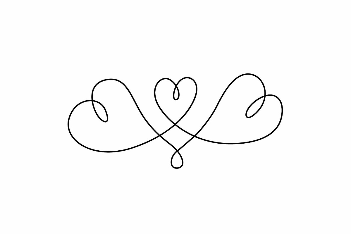 Valentines day. Сontinuous line., a Decorative Illustration by Anastasiia_Dzhioeva (Photo 5 of 6)