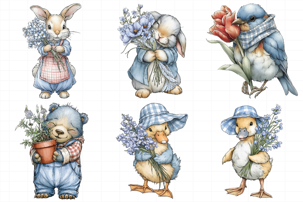 Whimsical Spring Gingham Clipart, an Illustration by Daily.Designs (Photo 5 of 8)