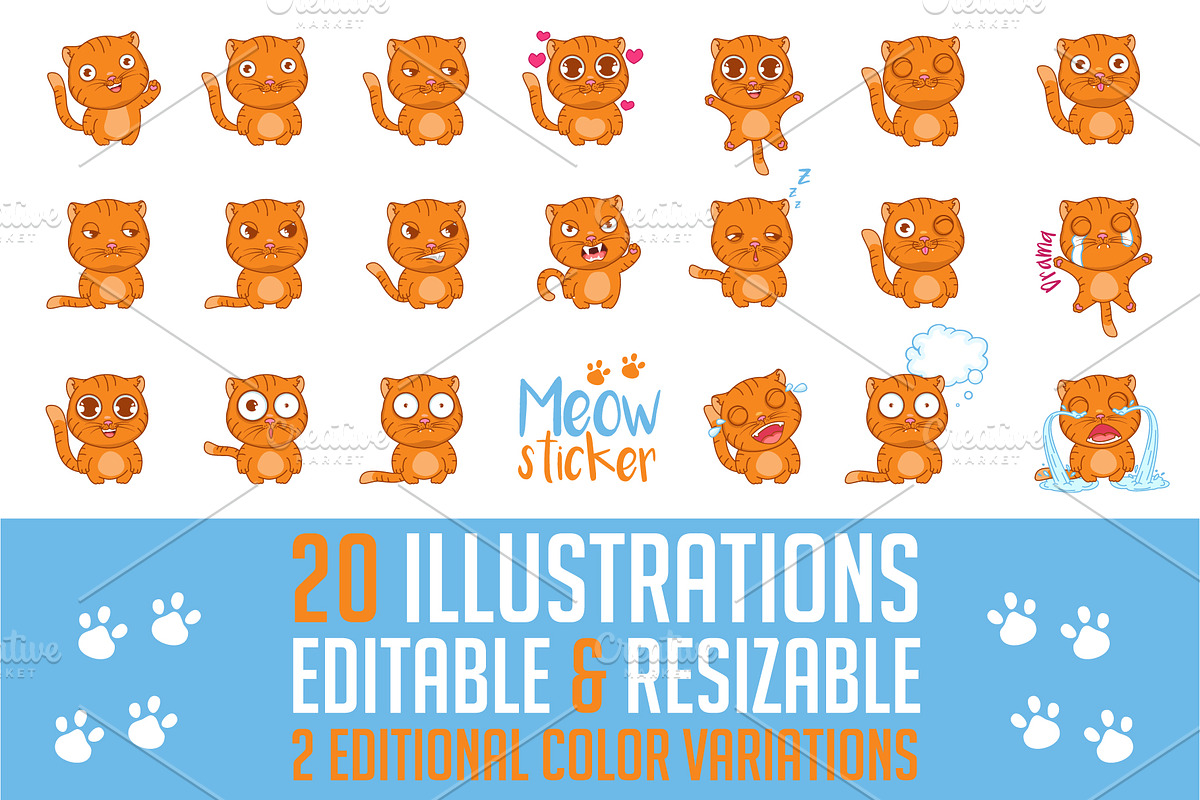 Funny Cat Stickers & prints, an Animal Illustration by VioSilent (Photo 1 of 5)