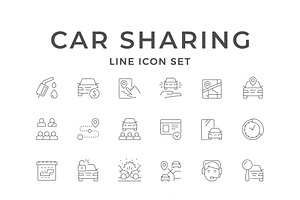 Set line icons of car sharing, an Outline Icon by motorama