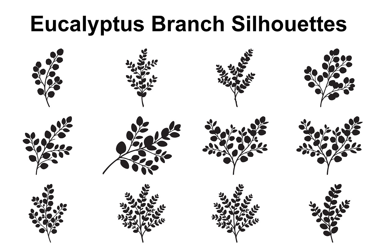 Eucalyptus Branch Silhouette Set, an Object Graphic by Creativeshirt (Photo 1 of 3)