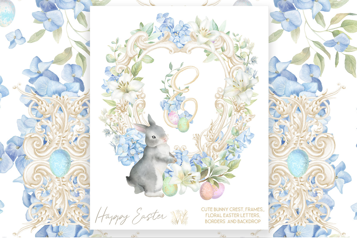 Easter Floral Crest Watercolor Set, a Seasonal Illustration by WonderWonder (Photo 7 of 8)