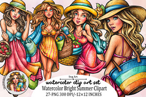 Watercolor Bright Summer Clipart Bun, an Illustration by SVGArt