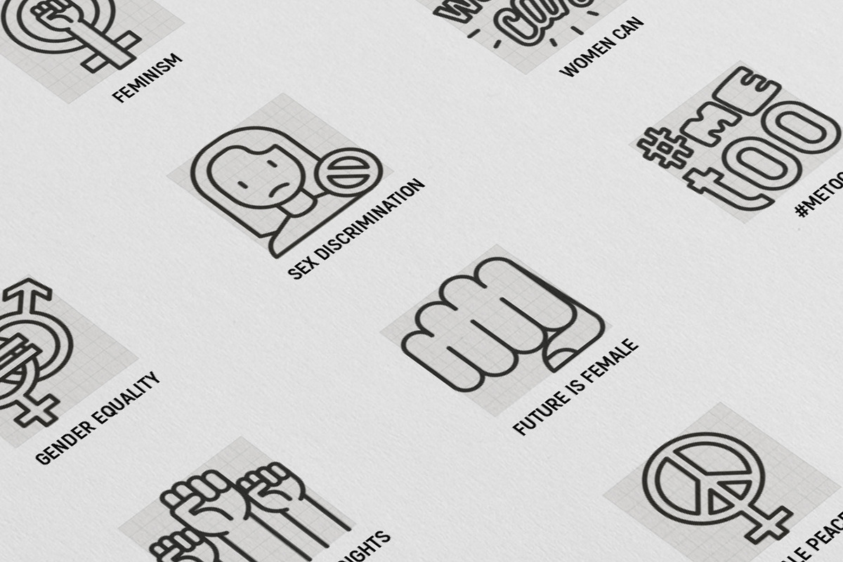 Feminism | 16 Thin Line Icons Set, an Outline Icon by Alex Blogoodf (Photo 8 of 11)
