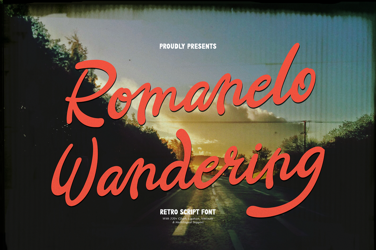 Romanelo Wandering | Retro Script, a Font by gracetype_studio (Photo 1 of 12)