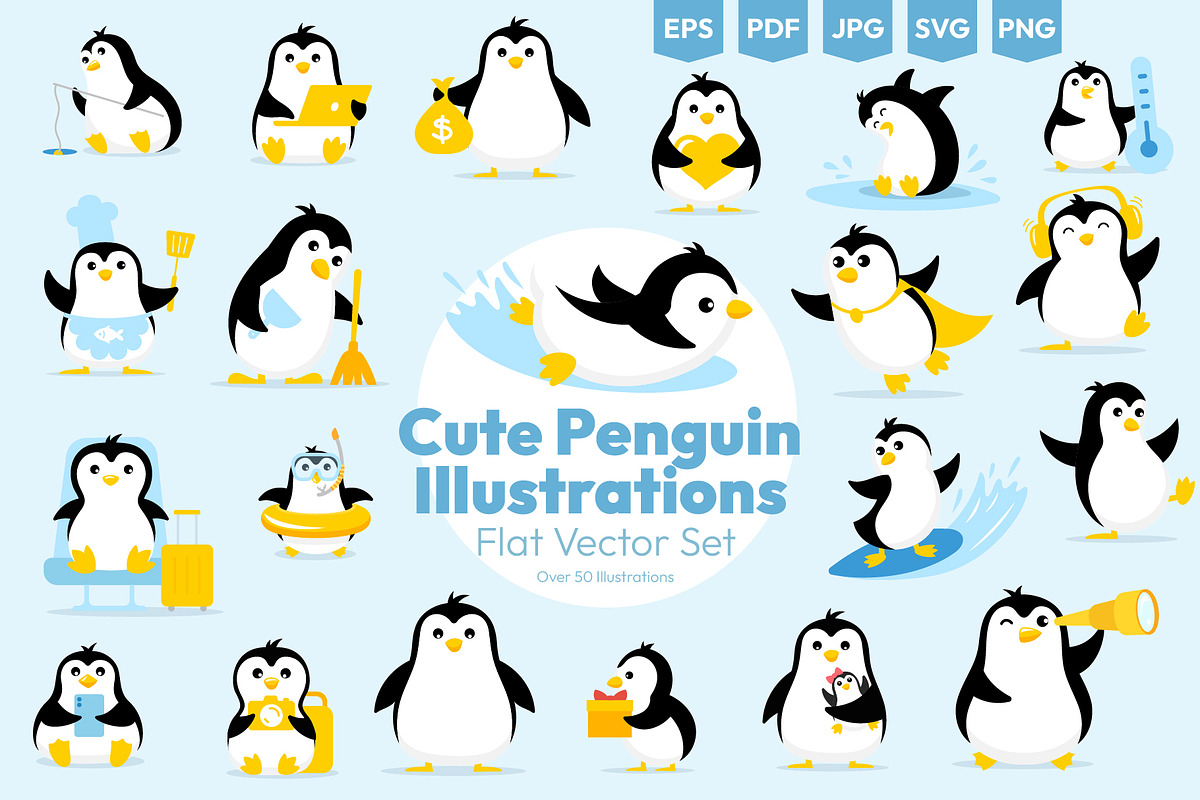 Cute Penguin Illustrations, an Illustration by Ilia Design (Photo 1 of 6)
