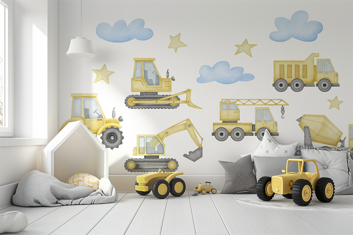 Construction Trucks watercolor set, a Transportation Illustration by Alisles (Photo 14 of 16)