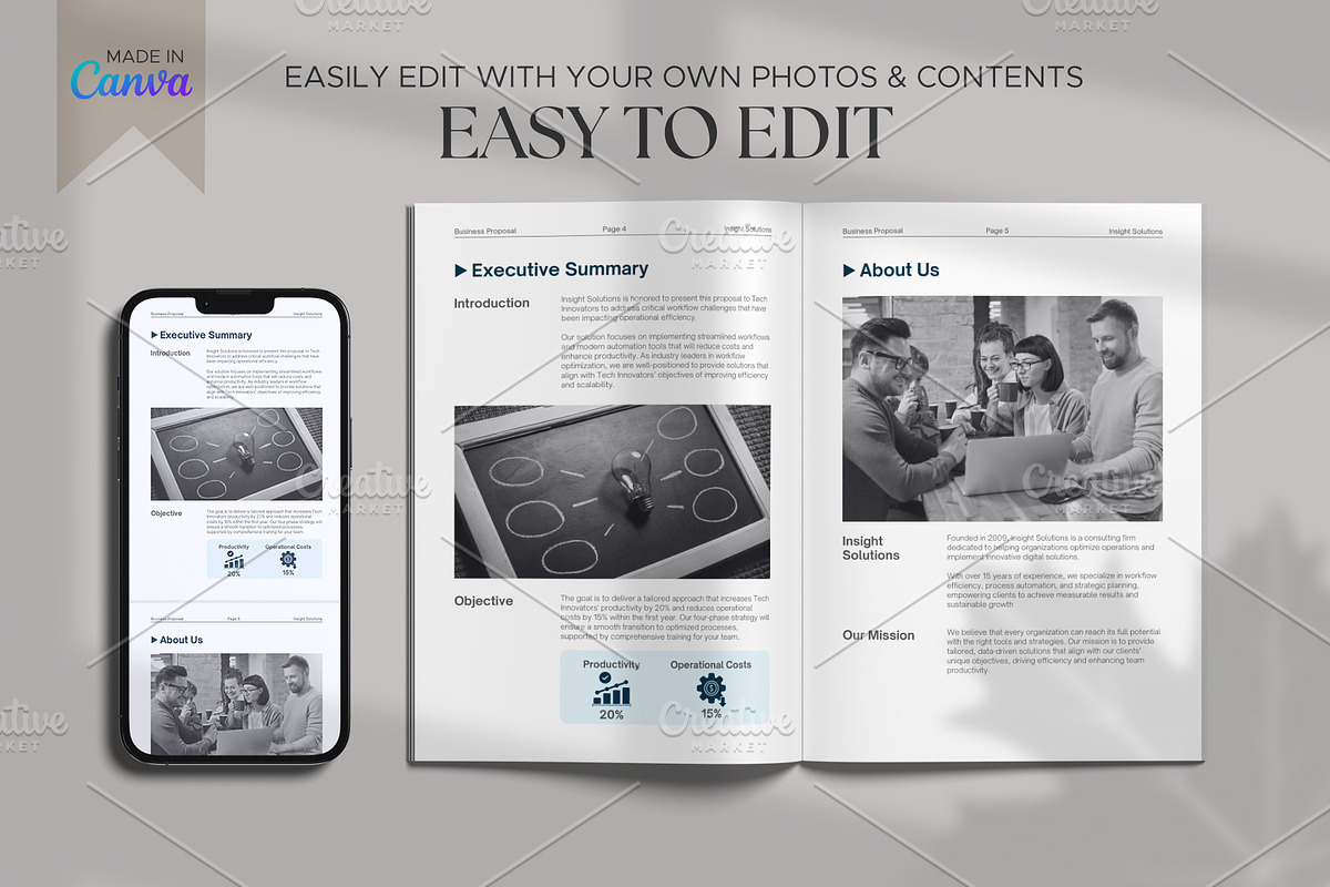 Canva Business Proposal Template, a Brochure Template by Oshin Design (Photo 2 of 6)