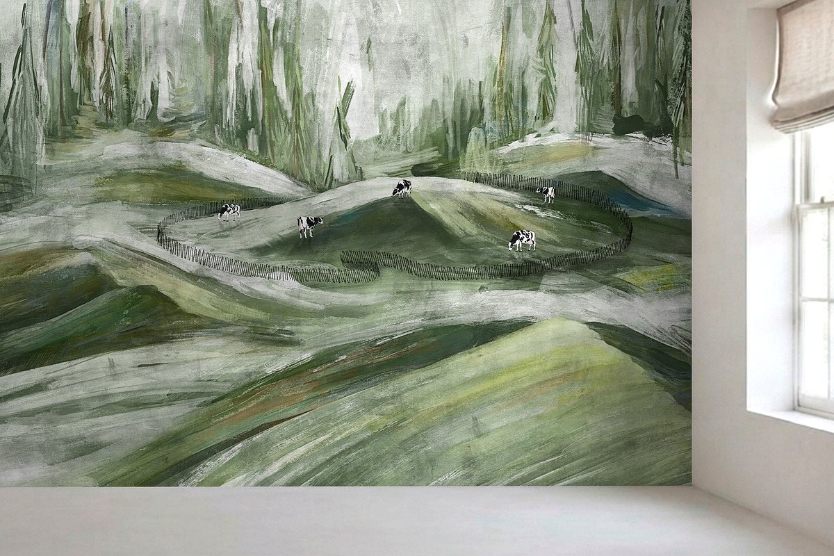 Countryside Hills & Cows Wallpaper, a Wallpaper Graphic by apollinariia_shop (Photo 6 of 13)