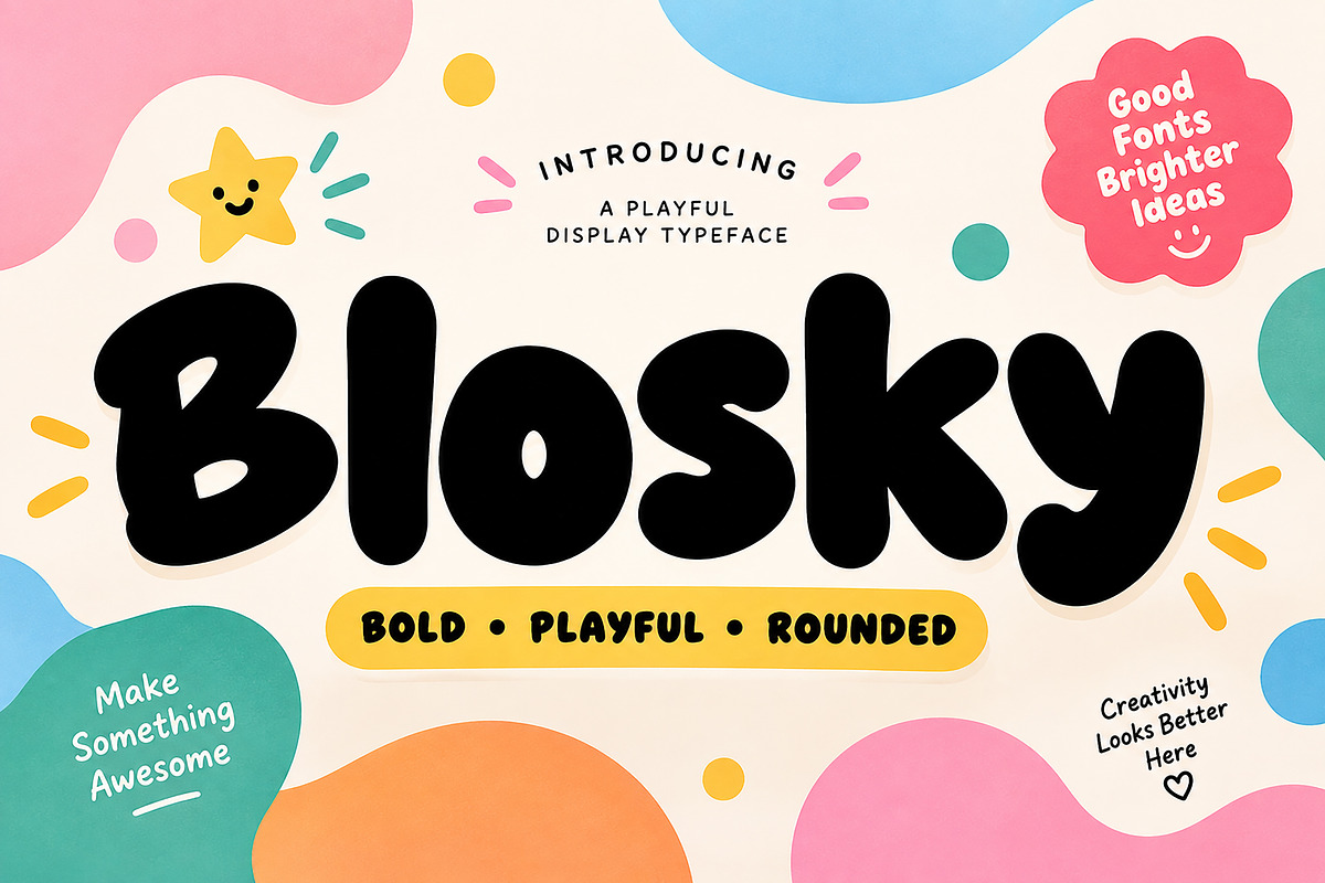Blosky – Bold Playful Display Font, a Script Font by Wow Magic (Photo 1 of 5)