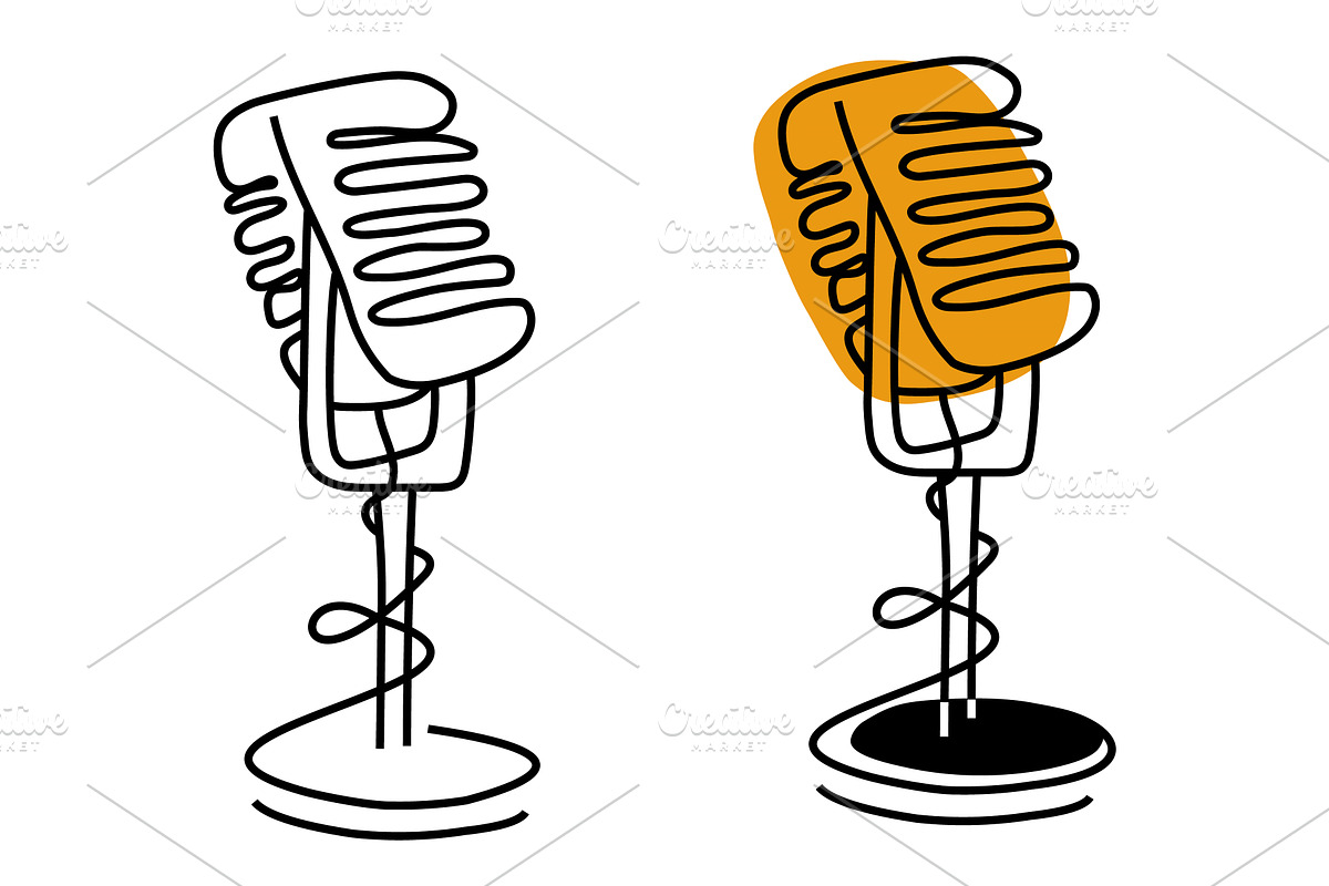 vector radio vintage microphone, an Object Graphic by vectorprro