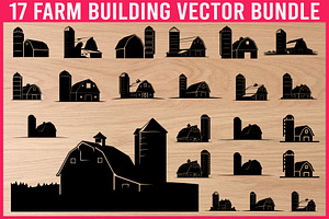 17 Farm Building Silhouette Vector, an Illustration by Designs_River